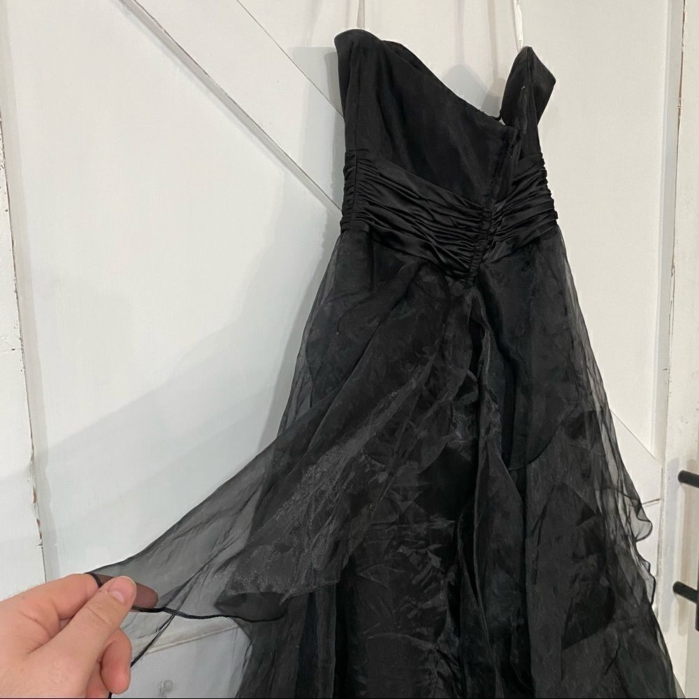 Davids Bridal Women's Black Strapless Tiered Organza Dress size 8 Style F14196 - Picture 8 of 8